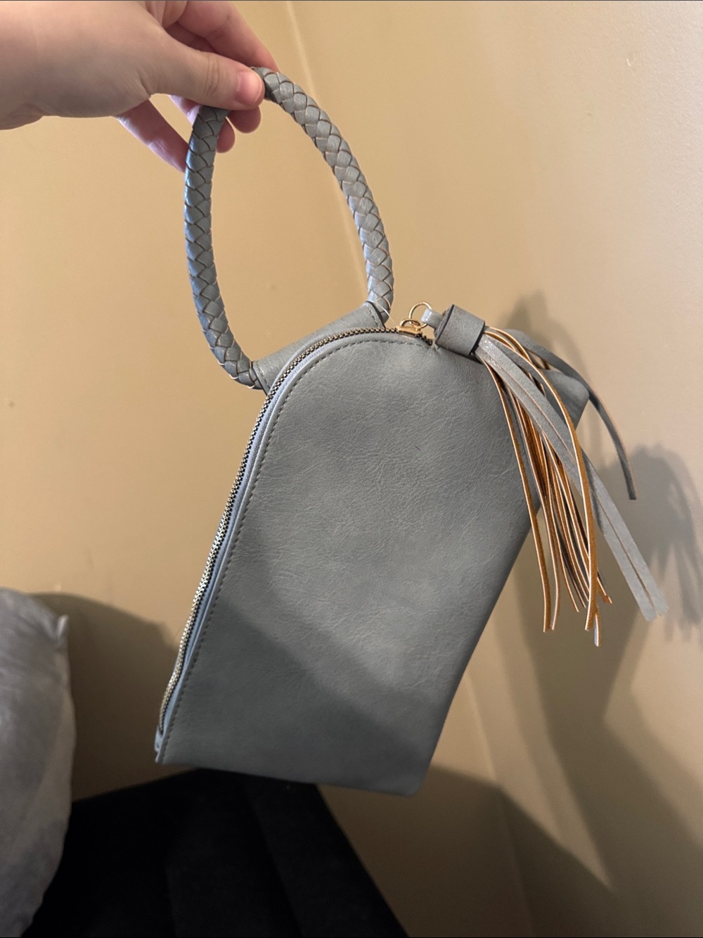 Light Blue Wristlet Clutch with Tassel Accent